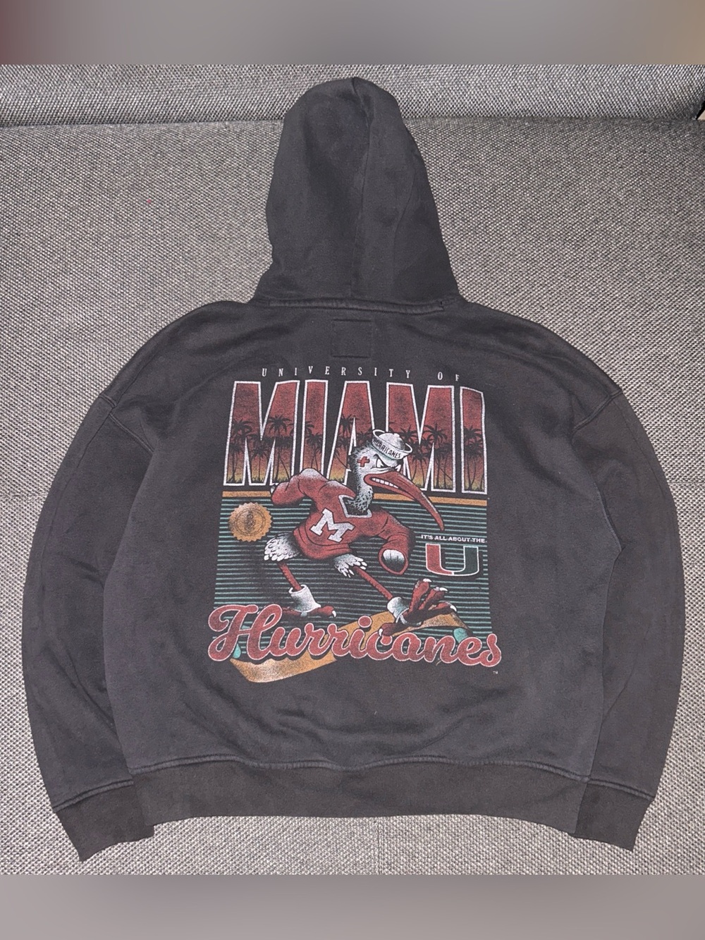 University of Miami Hurricanes Faded Black Graphic Hoodie